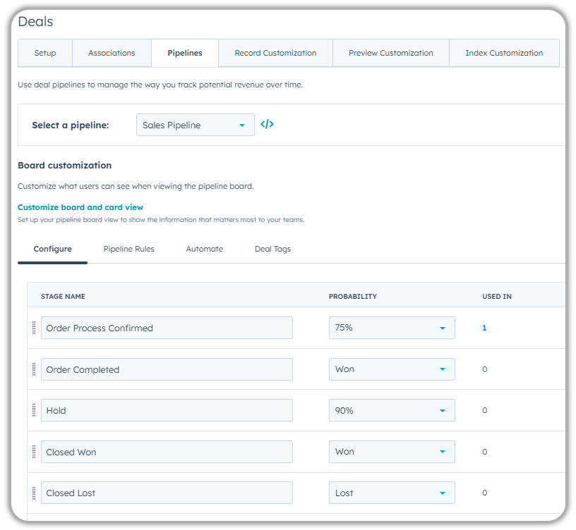 Deal Pipeline With Stages