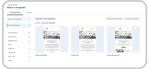 Email templates Standard, Full and Newsletter