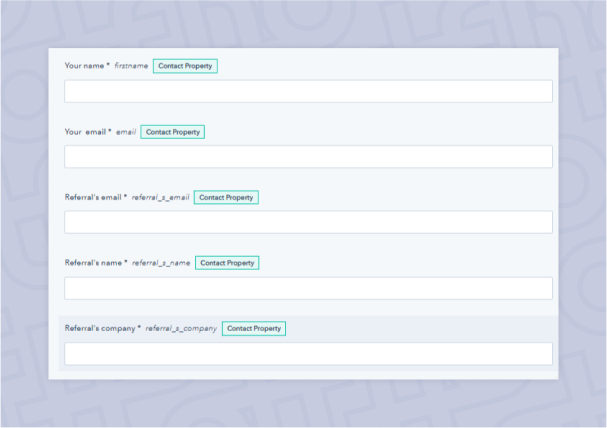 Hubspot form created for each referral partner