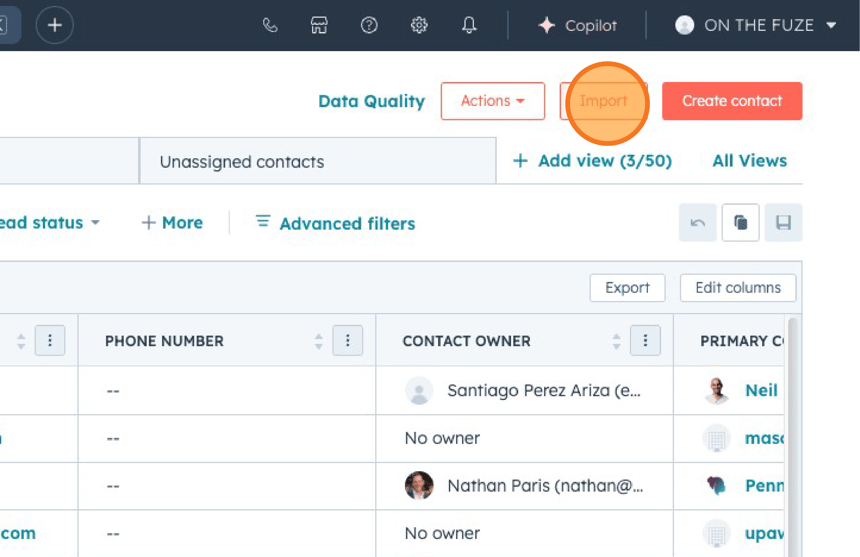 how Import contacts- step 1 image