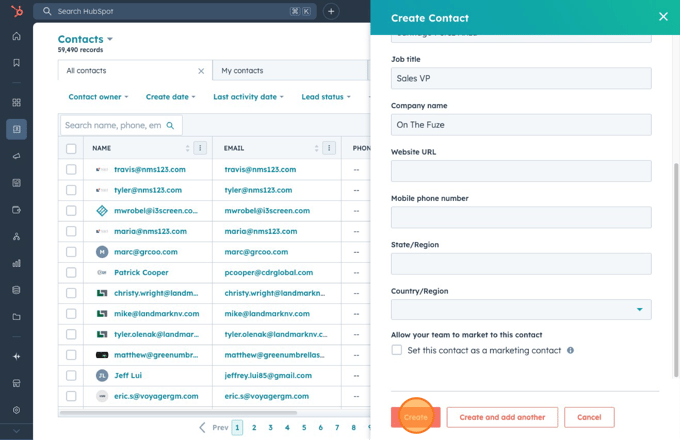 How to Manually Create a Contact step 5 image