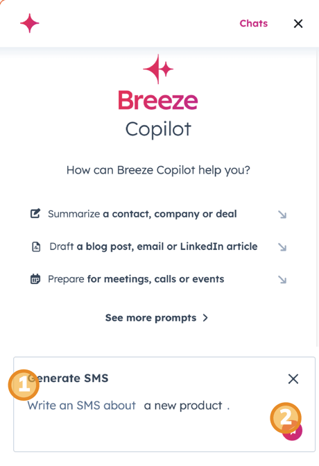 HubSpot AI interface displaying Copilot tool for managing past due invoices and customer data