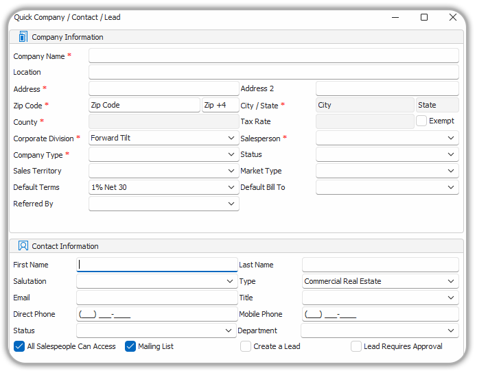 Lead - Contact Forms