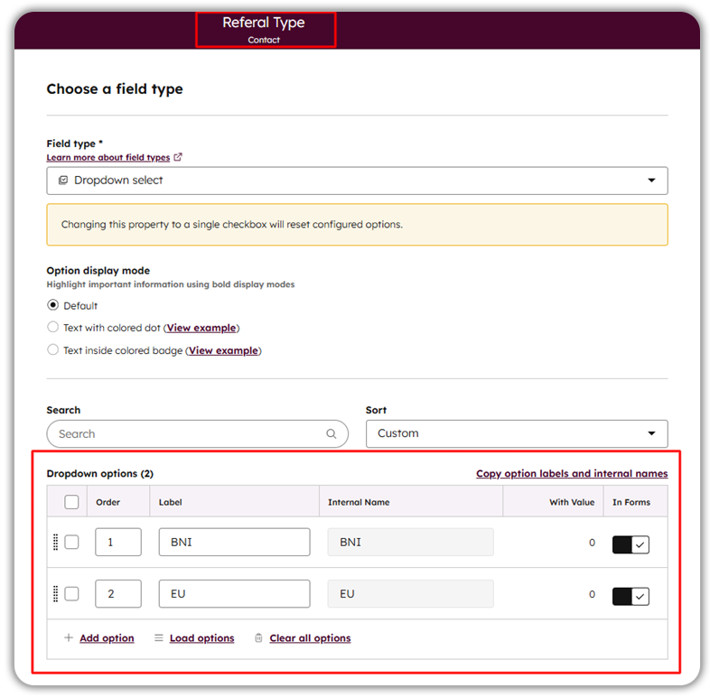 Referal Type Field PS