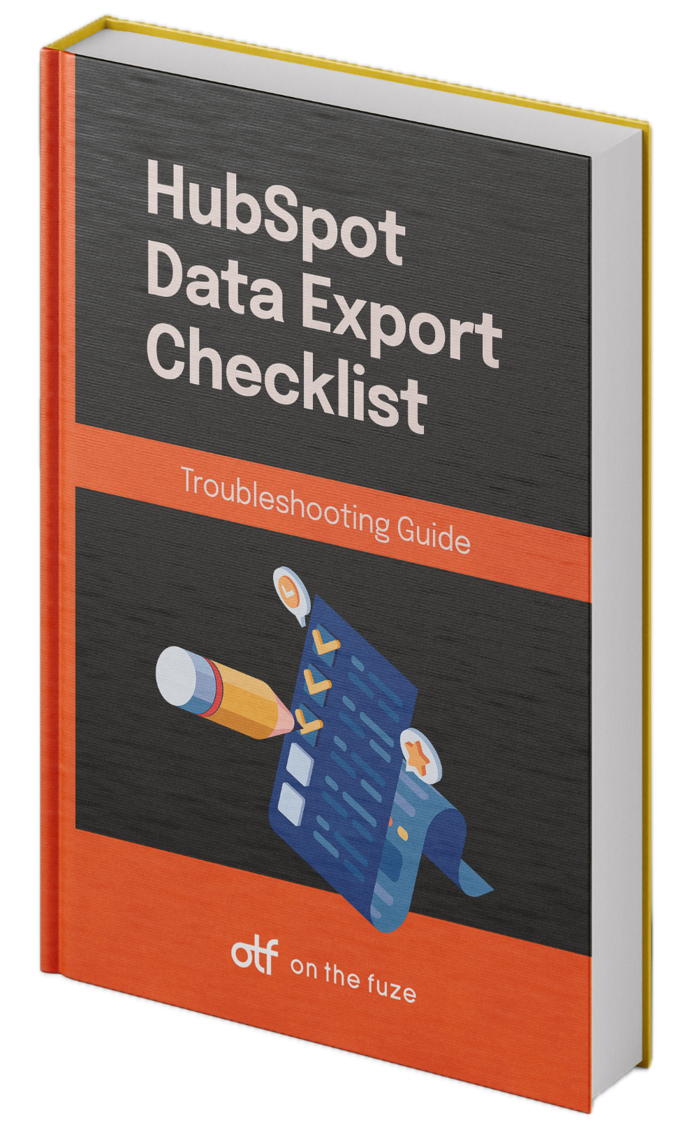 HubSpot Data Export Checklist guide cover showing comprehensive checklist with database icons, charts, and green checkmarks for seamless CRM data transitions