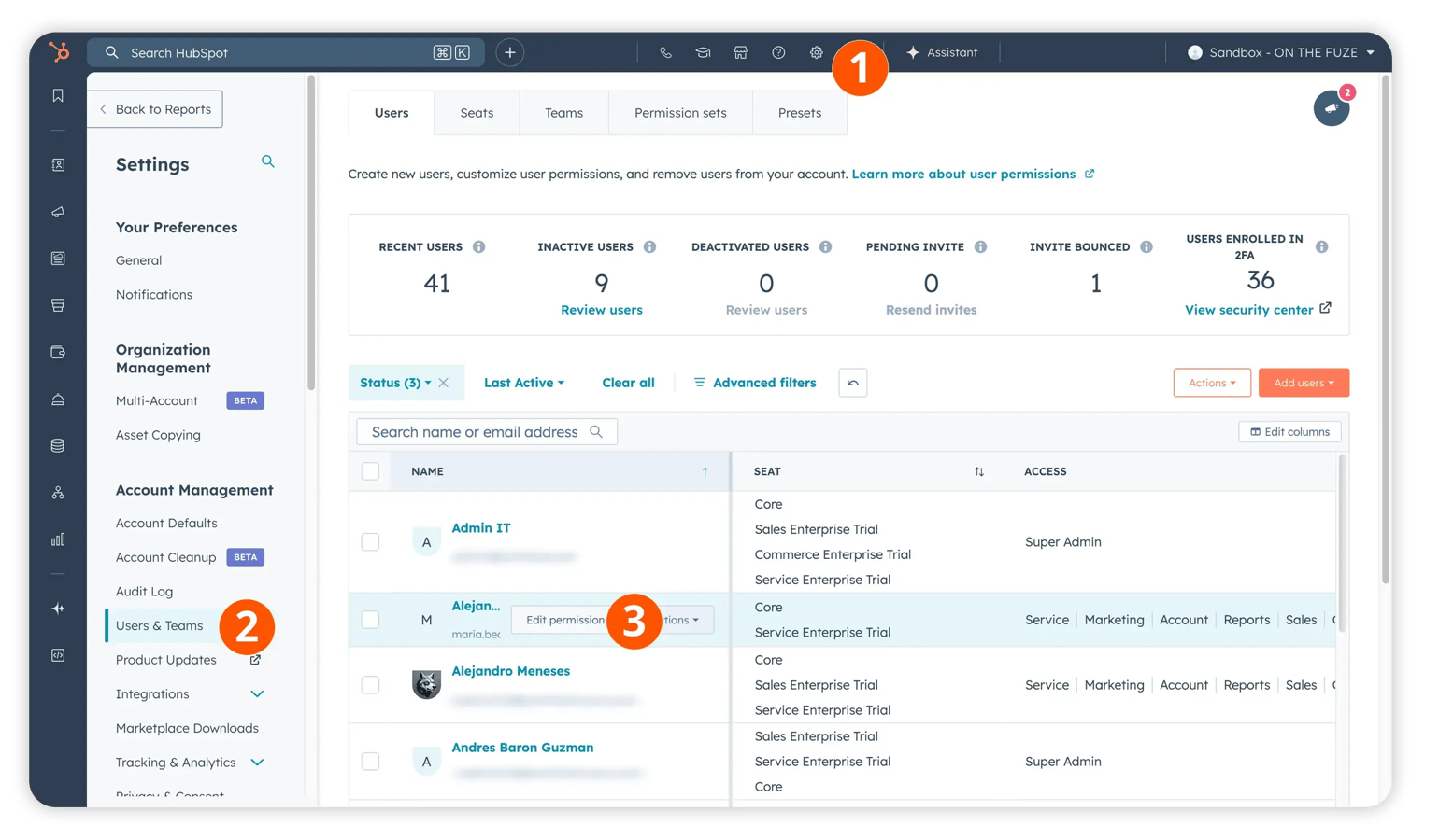 User Permissions Settings