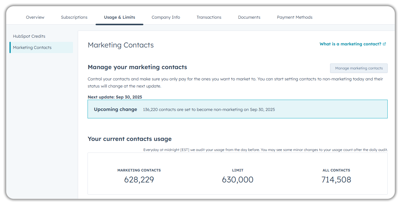 Workflows Marketing Contacts