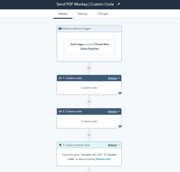 Application of custom code in an automation