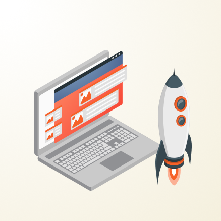 A laptop and a rocket A laptop and a rocket